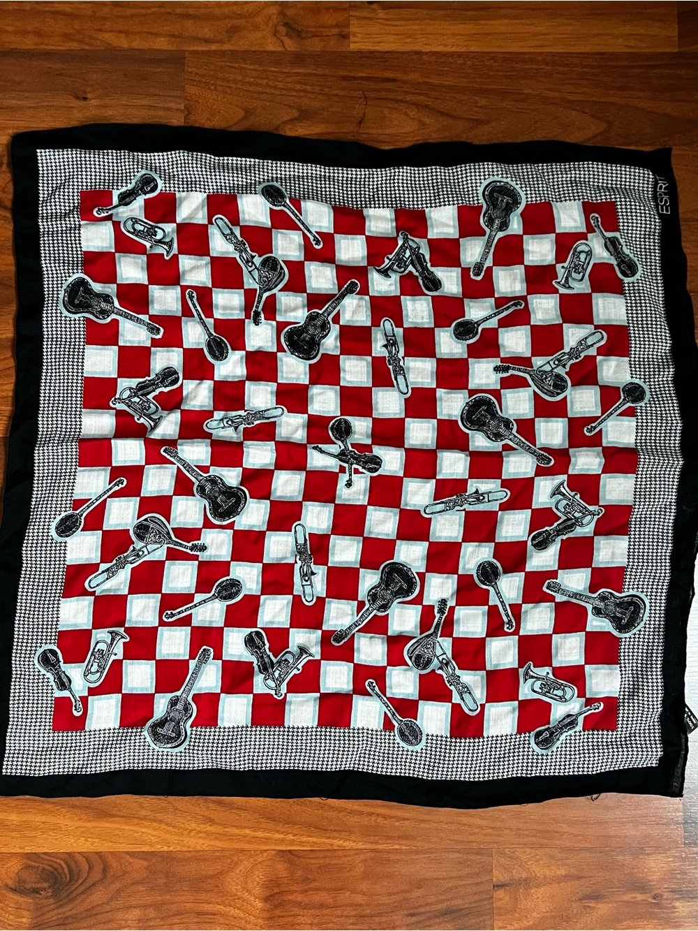Esprit Red & White Checkerboard Musical Instrument Scarf